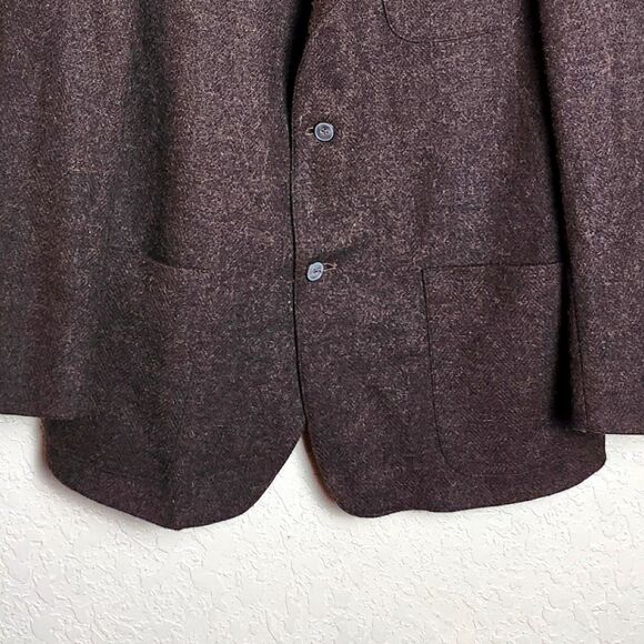 Vintage J Crew 90s Mens Oarsman Wool Alpaca Blazer Jacket Brown Size M Tall - Picture 6 of 8